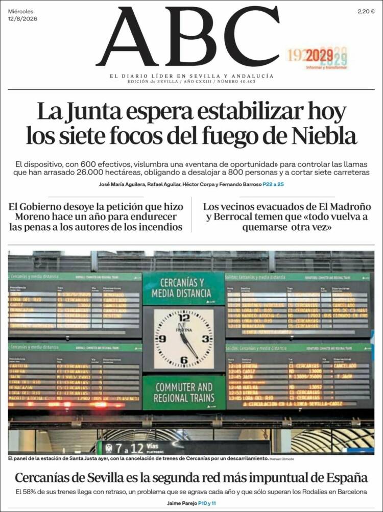 Portada de ABC - Sevilla (Espa&ntilde;a)