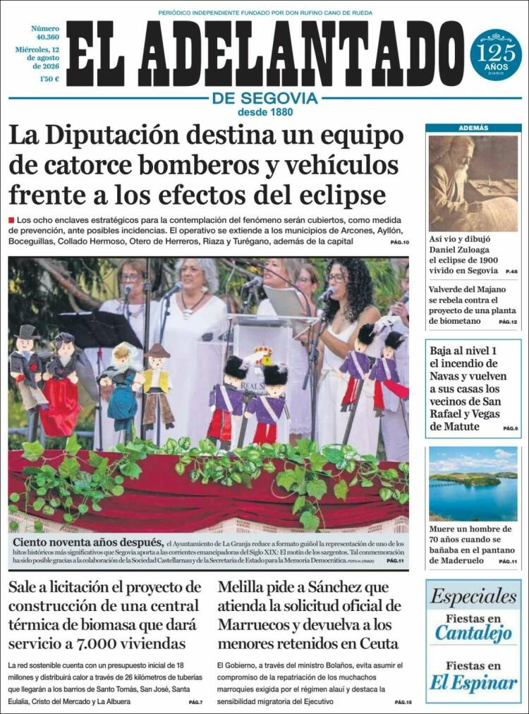 Portada de El Adelantado de Segovia (Espa&ntilde;a)