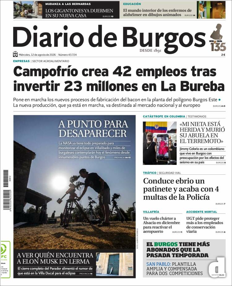 Portada de Diario de Burgos (Espa&ntilde;a)