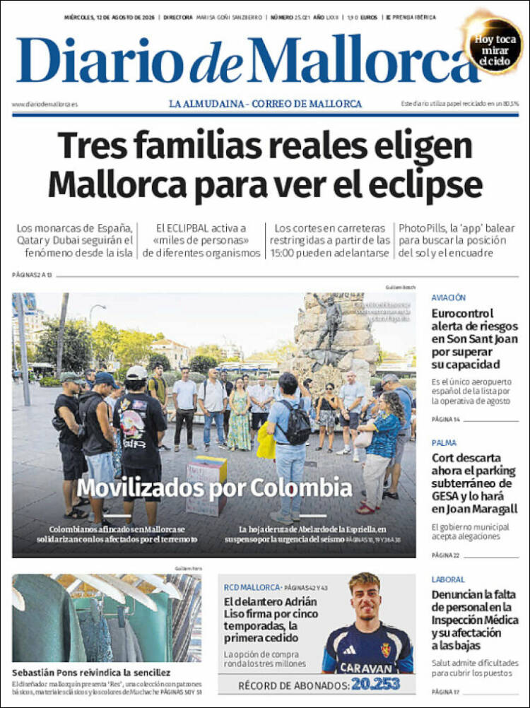 Portada de Diario de Mallorca (Espa&ntilde;a)