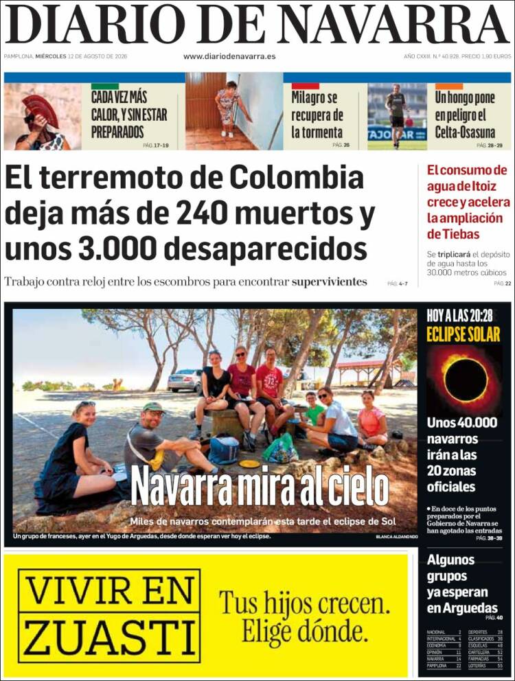 Portada de Diario de Navarra (Espa&ntilde;a)
