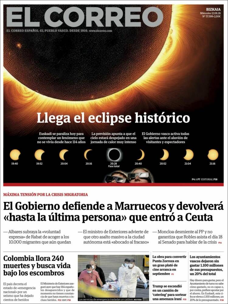 Portada de El Correo (Espa&ntilde;a)