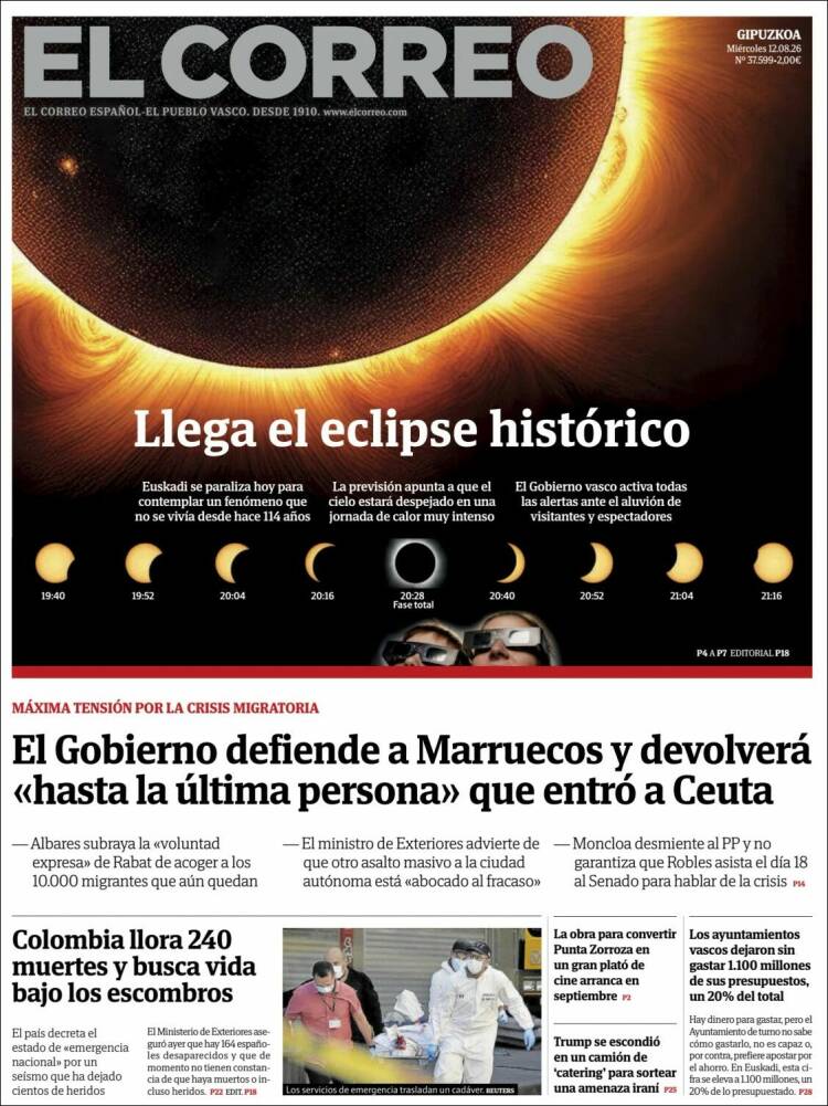 Portada de El Correo - Guipuzcoa (Espa&ntilde;a)