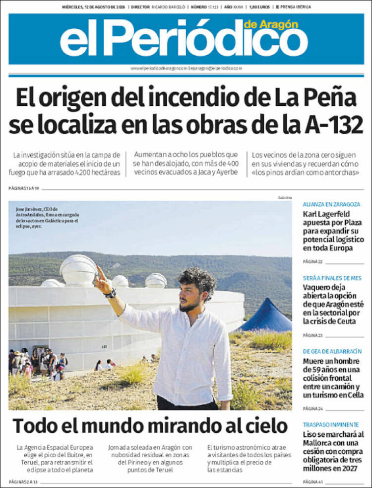 Portada de El Periódico de Aragón (Espa&ntilde;a)