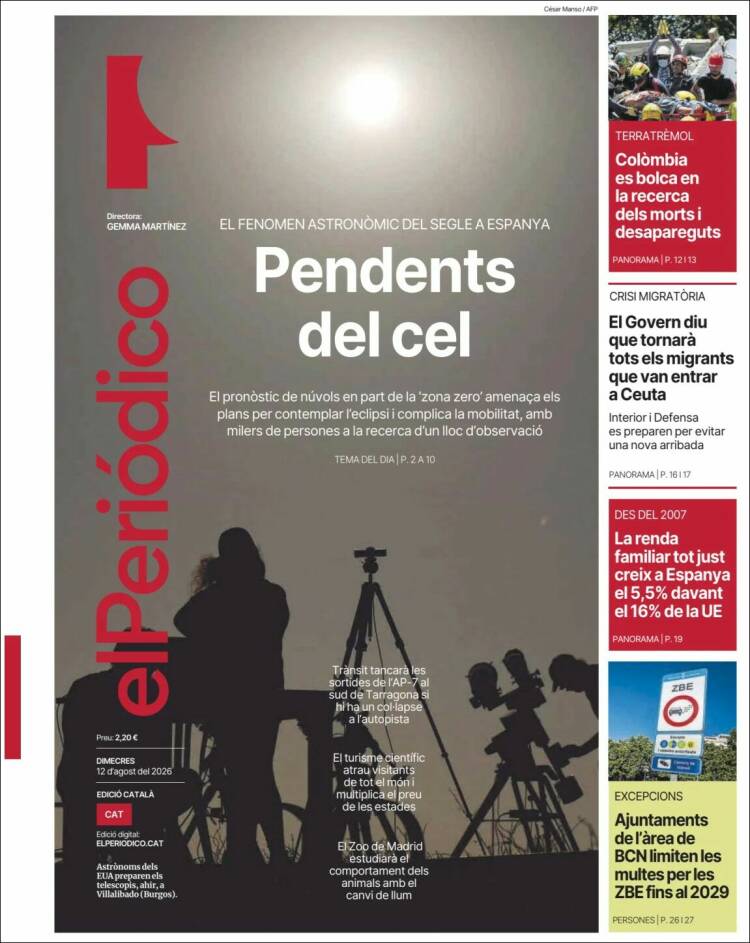 Portada de El Periódico de Catalunya (Espa&ntilde;a)
