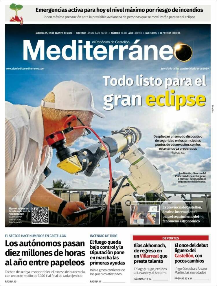 Portada de El Periódico Mediterraneo (Espa&ntilde;a)