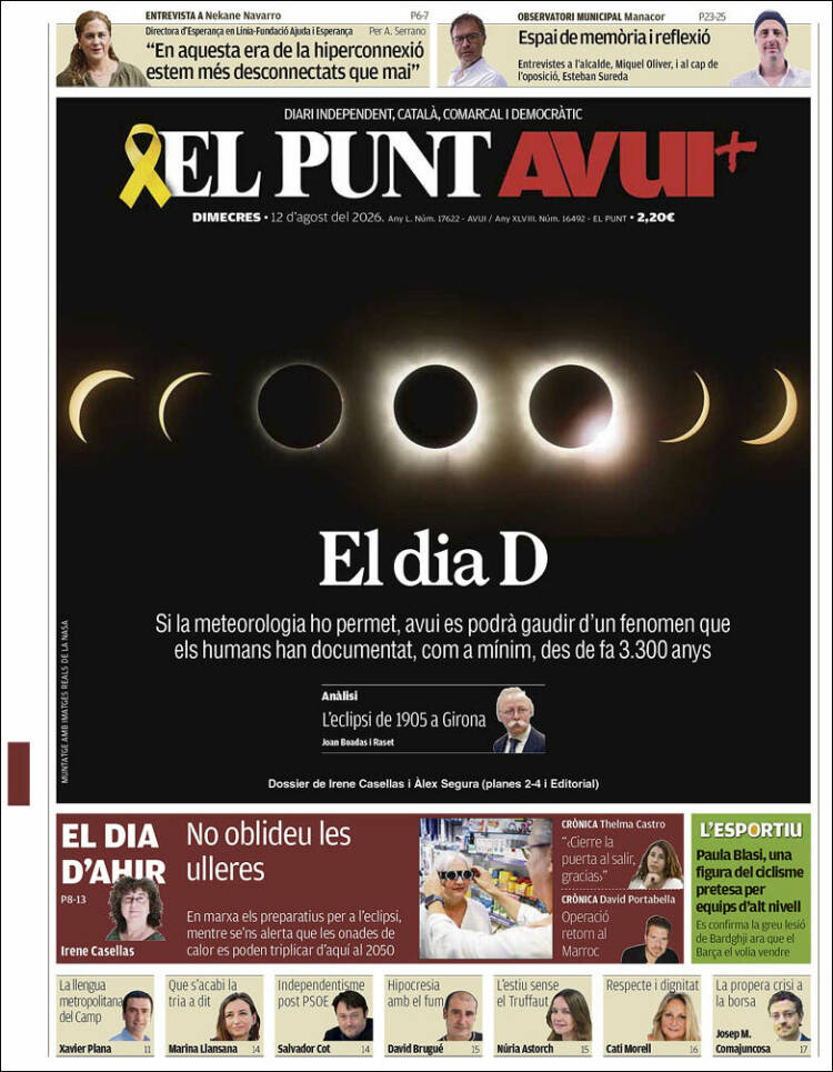 Portada de El Punt Avui (Espa&ntilde;a)