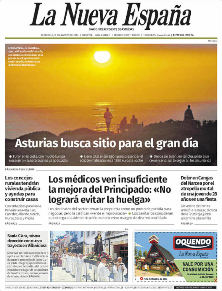 Portada de La Nueva España (Espa&ntilde;a)