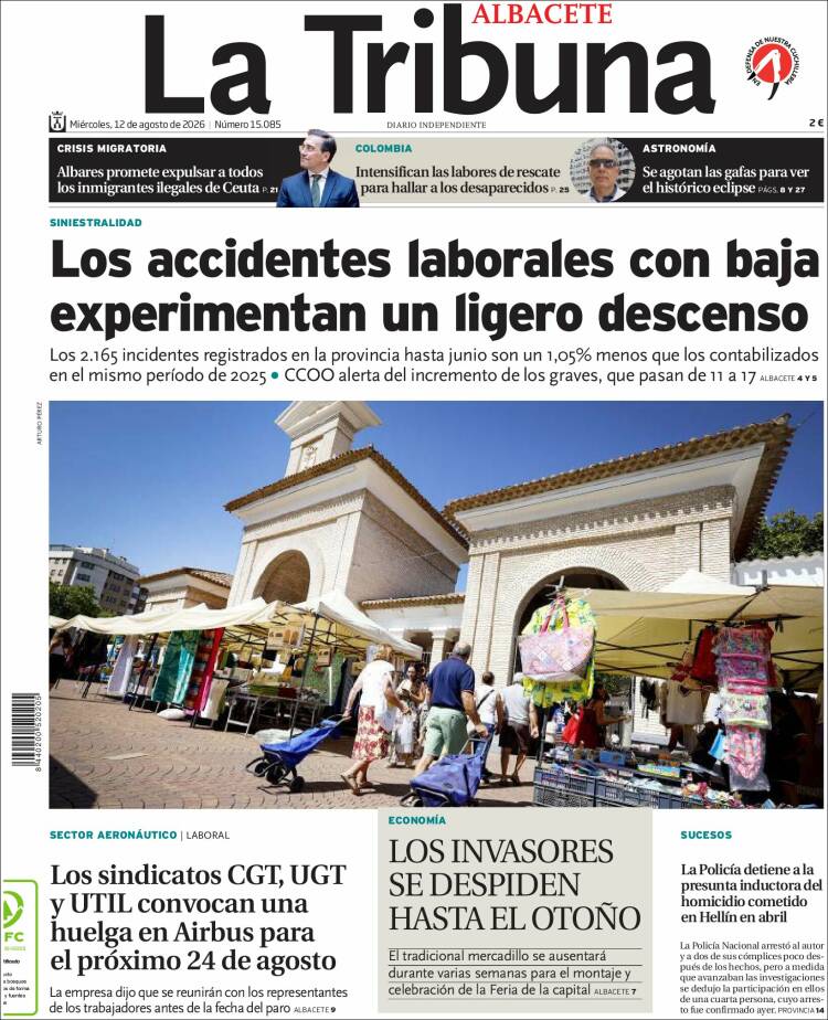 Portada de La Tribuna de Albacete (Espa&ntilde;a)