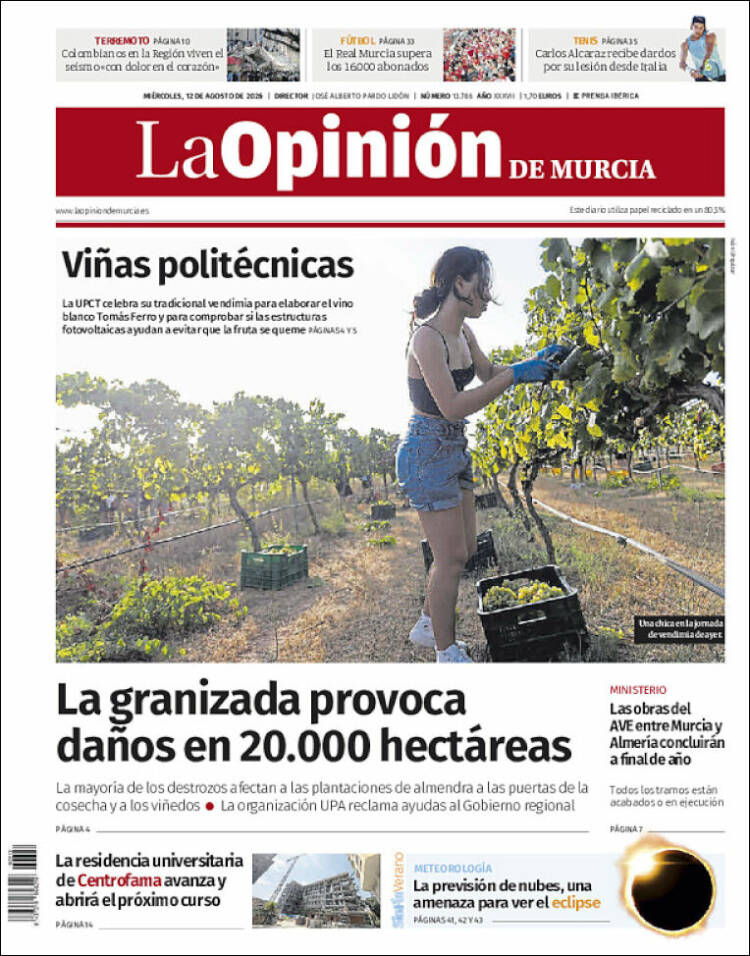 Portada de La Opinión de Murcia (Espa&ntilde;a)