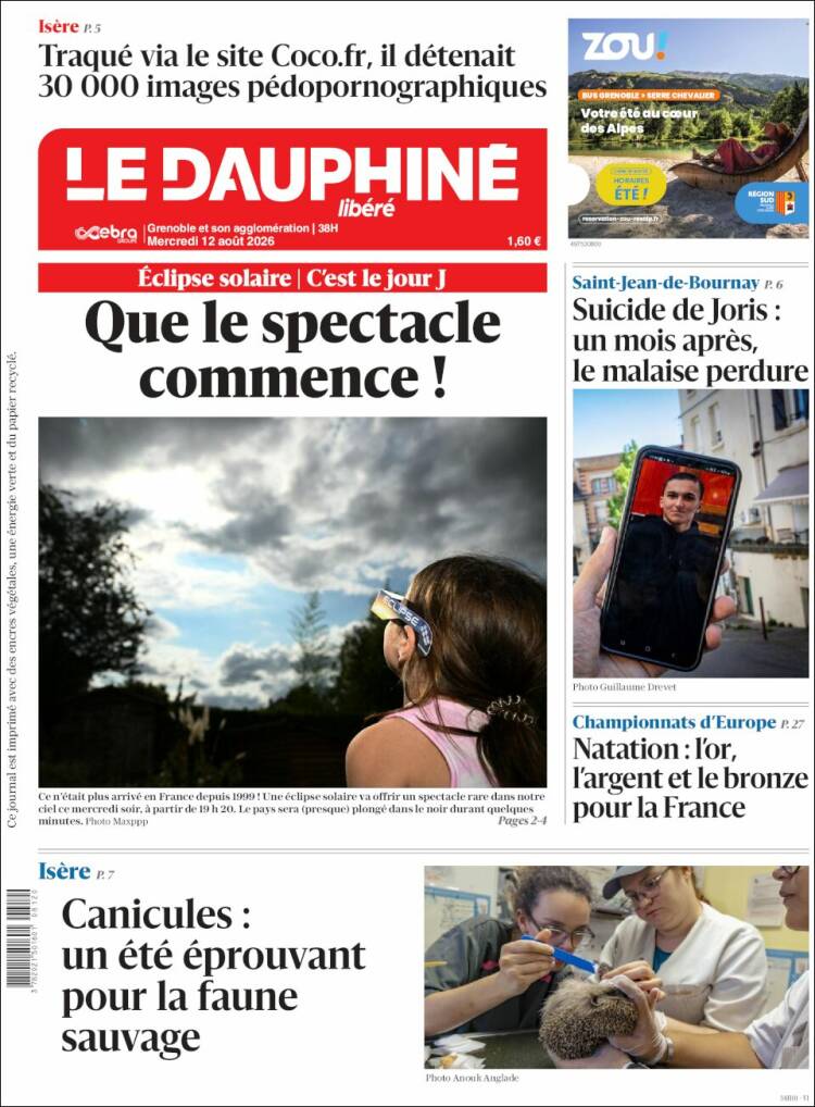 Portada de Le Dauphiné Libéré (Francia)