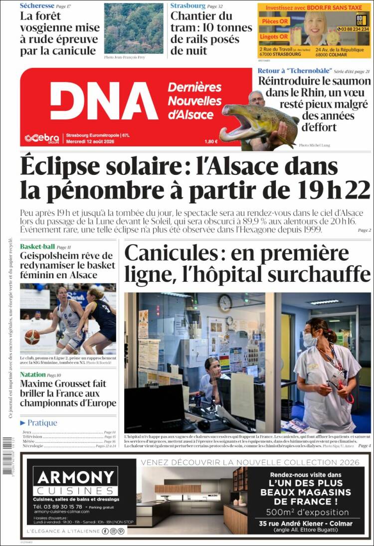 Portada de Les Dernières Nouvelles d'Alsace (Francia)