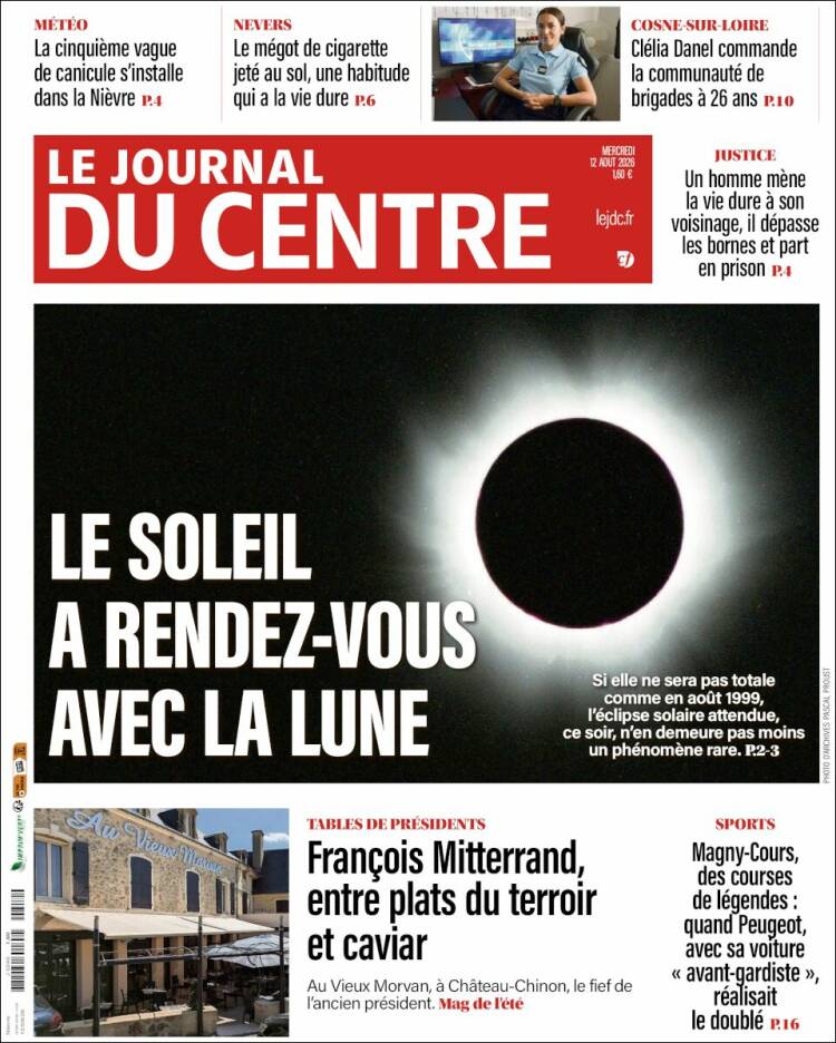 Portada de Le Journal du Centre (Francia)