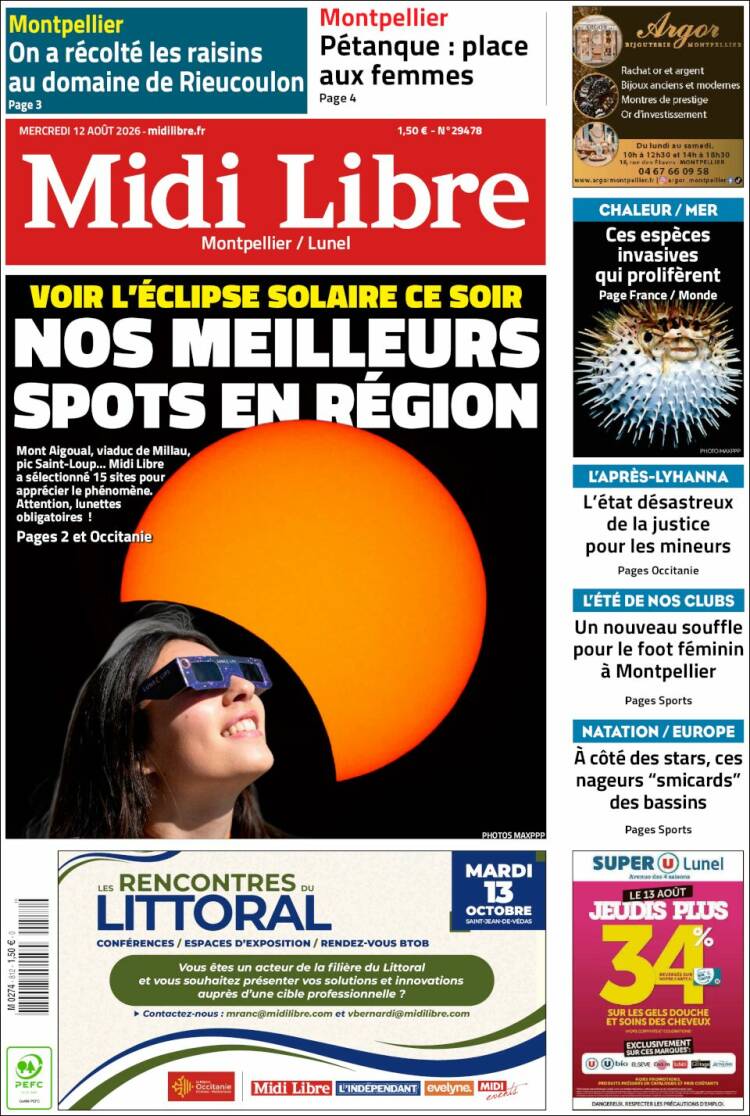 Portada de Midi Libre (Francia)