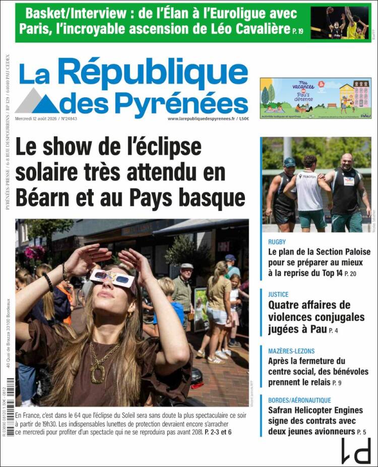 Portada de La République des Pyrénées (Francia)