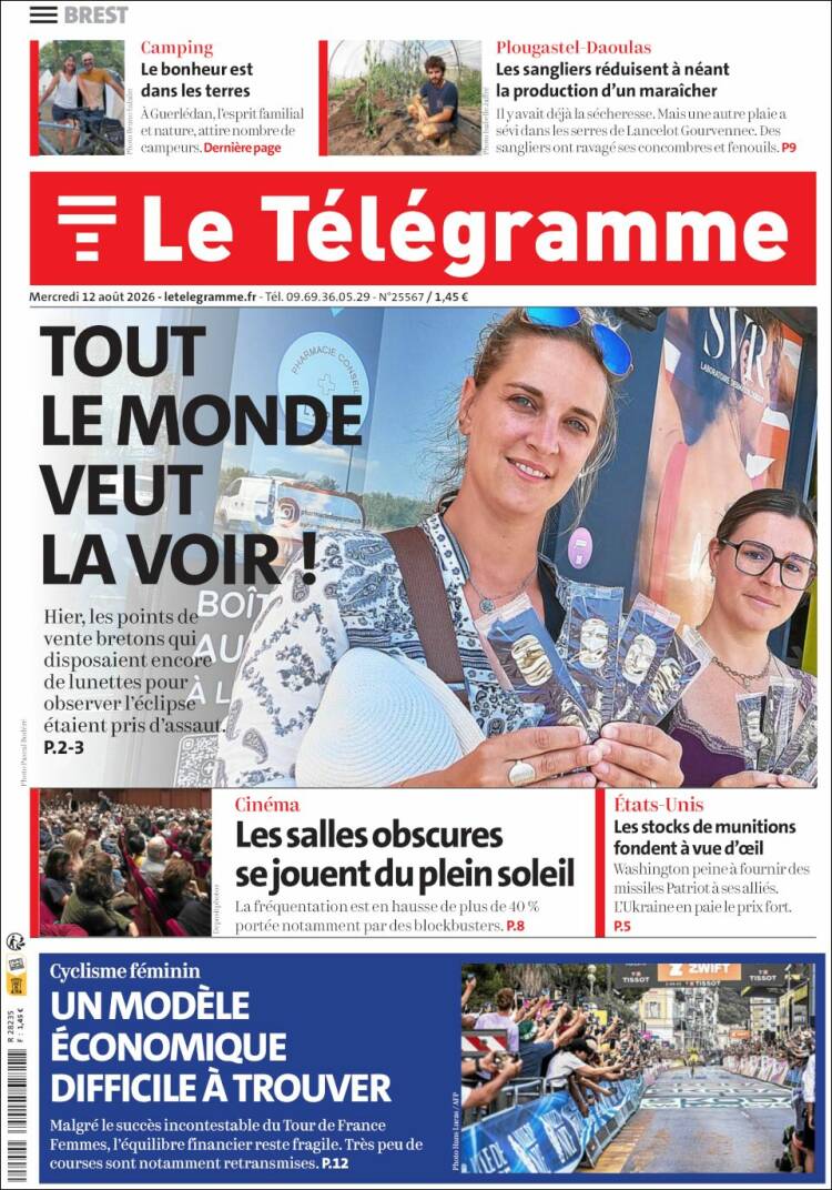 Portada de Télégramme (Francia)