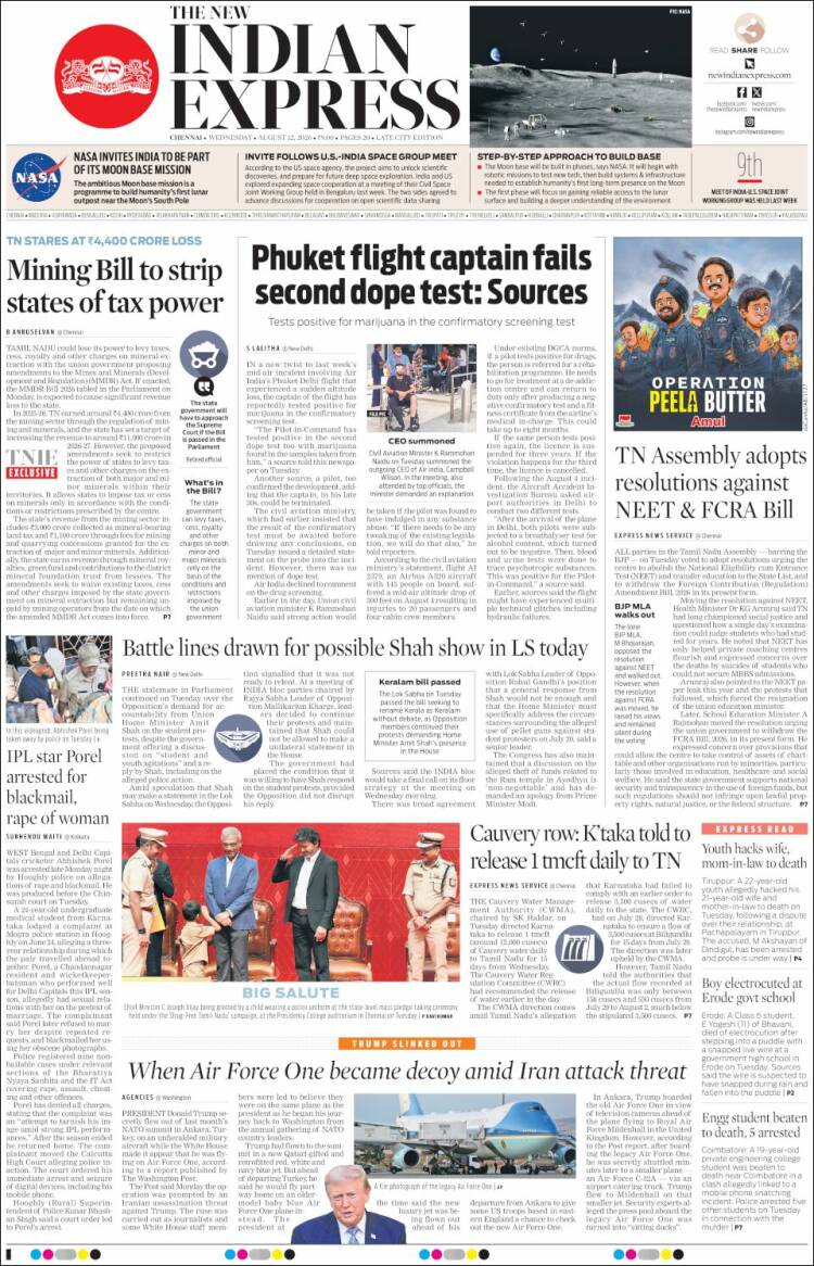 Portada de New Indian Express (India)