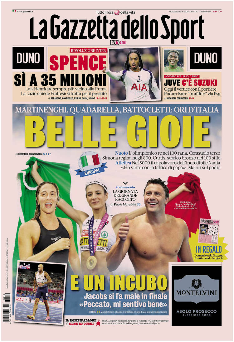 Portada de La Gazzetta dello Sport (Italia)