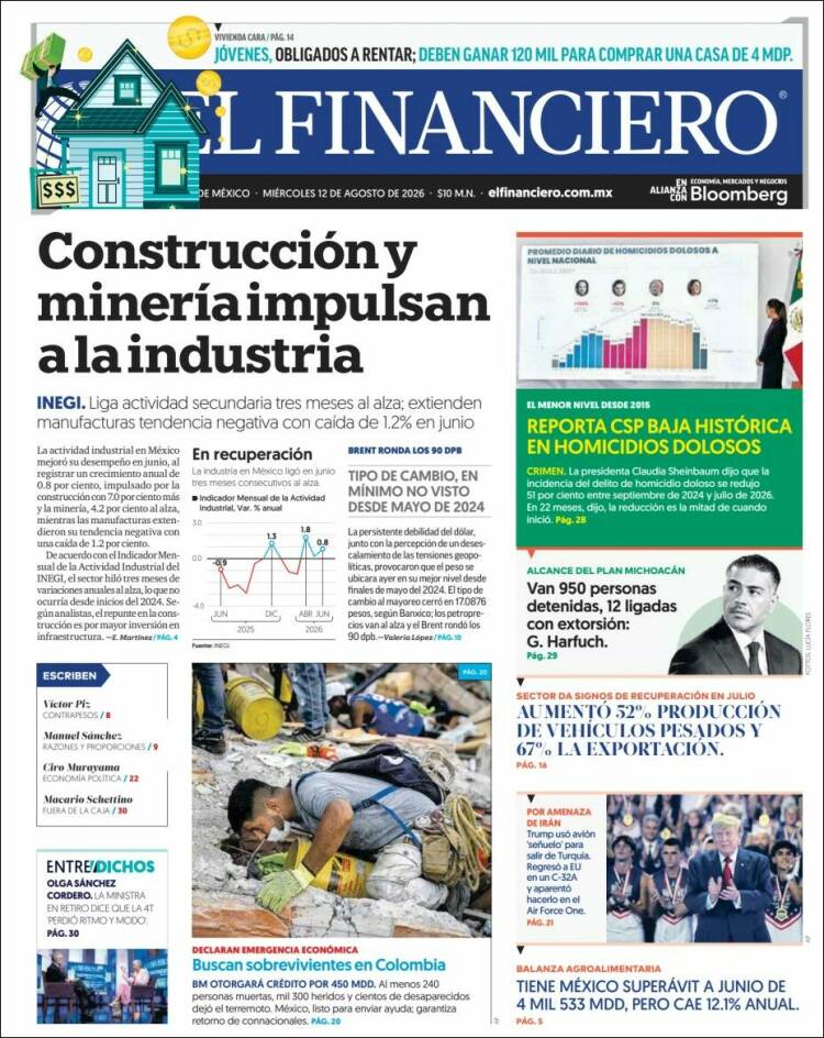 Portada de El Financiero (M&eacute;xico)