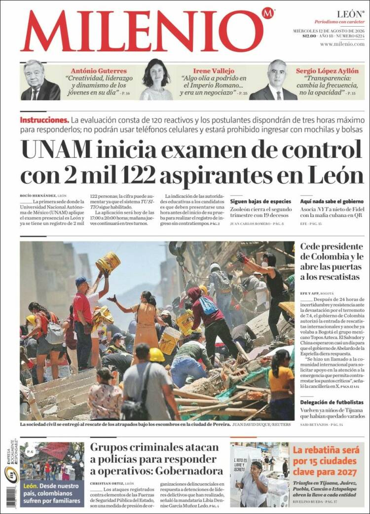 Portada de Milenio de León (M&eacute;xico)