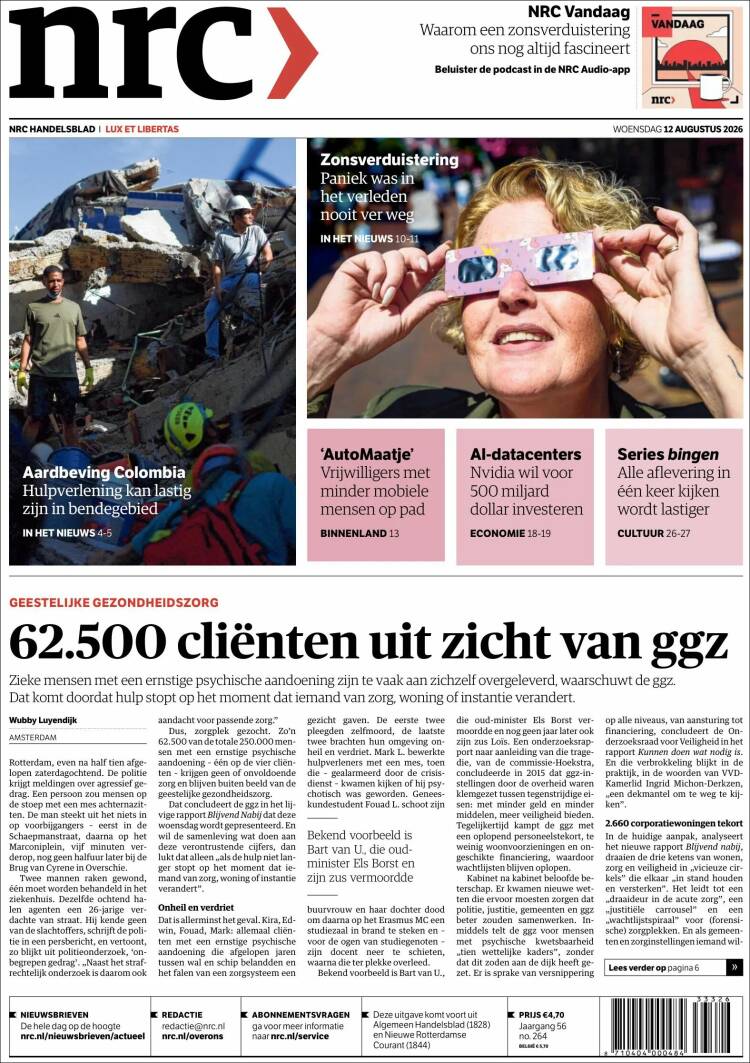 Portada de NRC Handelsblad (Pa&iacute;ses Bajos)