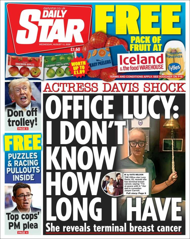 Portada de Daily Star (Reino Unido)