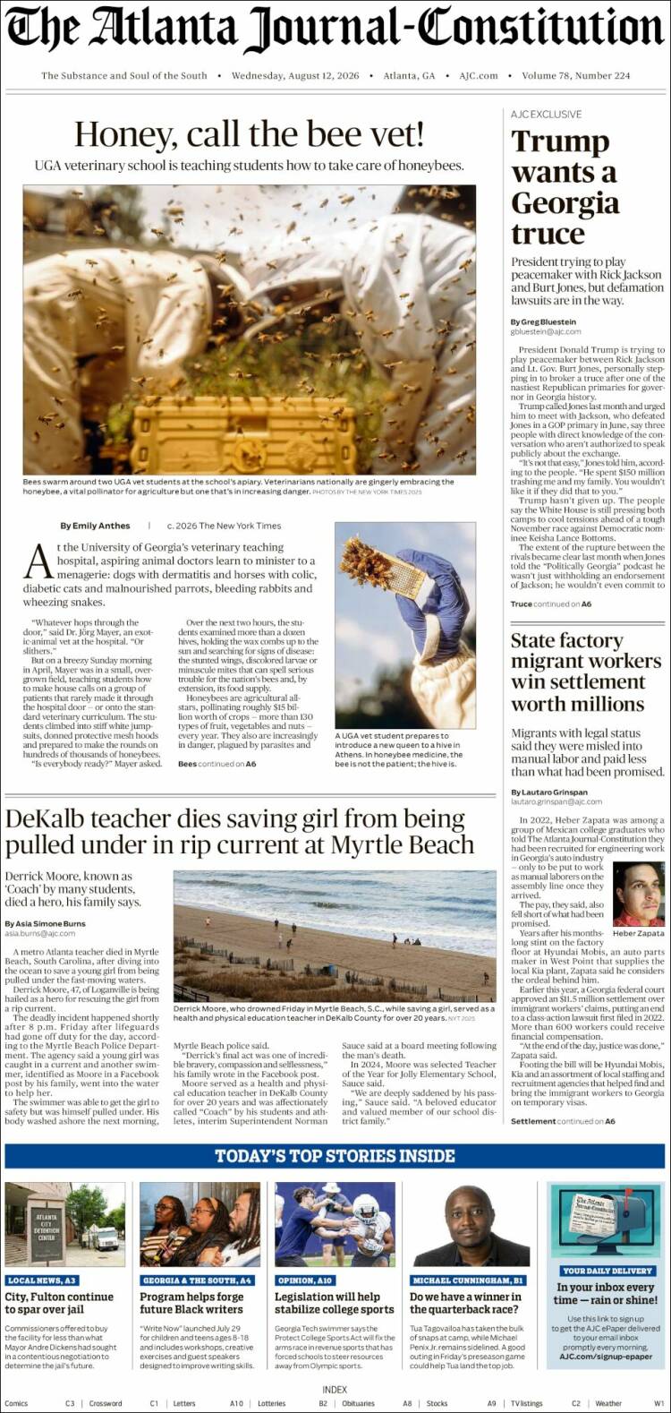 Portada de The Atlanta Journal-Constitution (USA)
