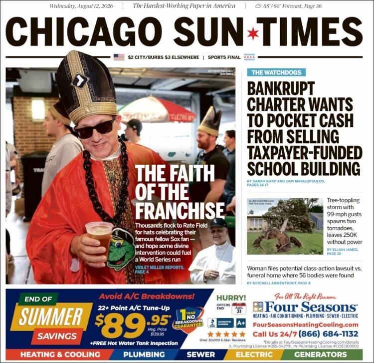 Portada de Chicago Sun-Times (USA)