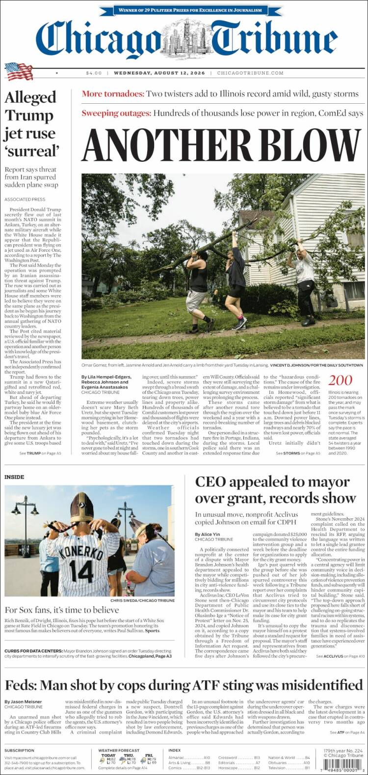 Portada de Chicago Tribune (USA)