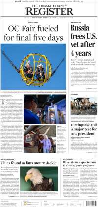 Portada de The Orange County Register (USA)