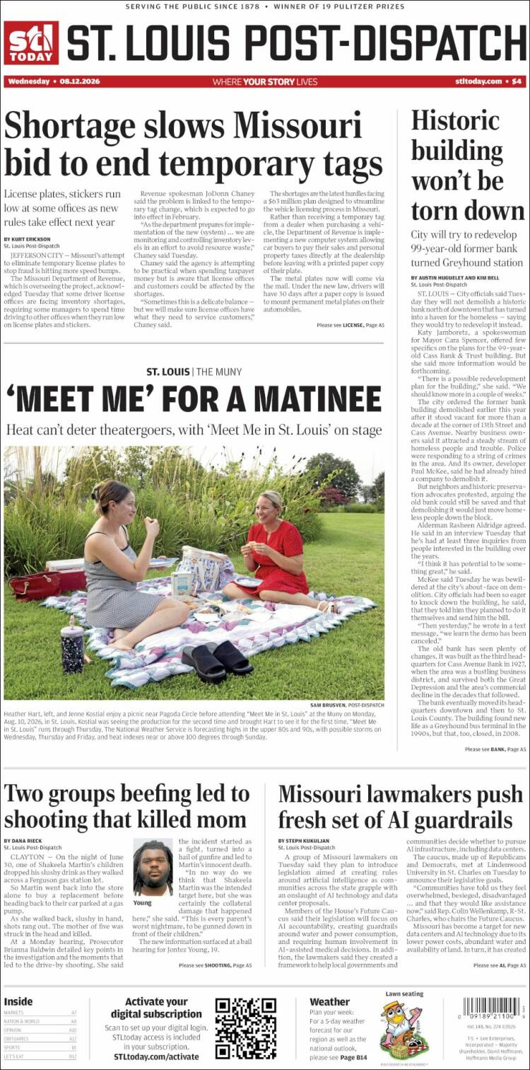 Portada de St. Louis Post-Dispatch (USA)