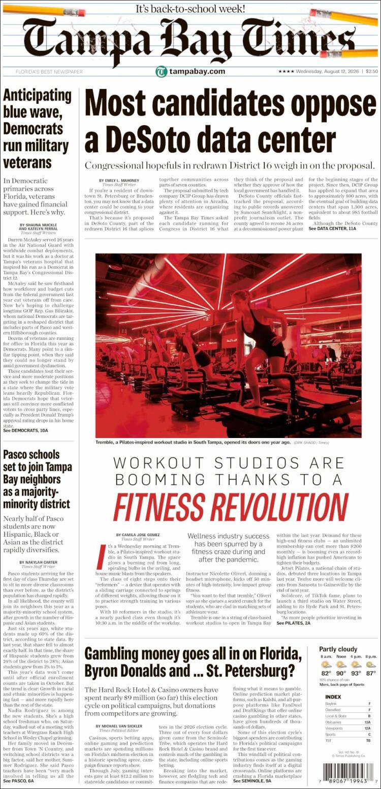 Portada de Tampa Bay Times (USA)