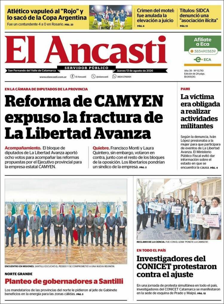 Portada de El Ancasti (Argentina)