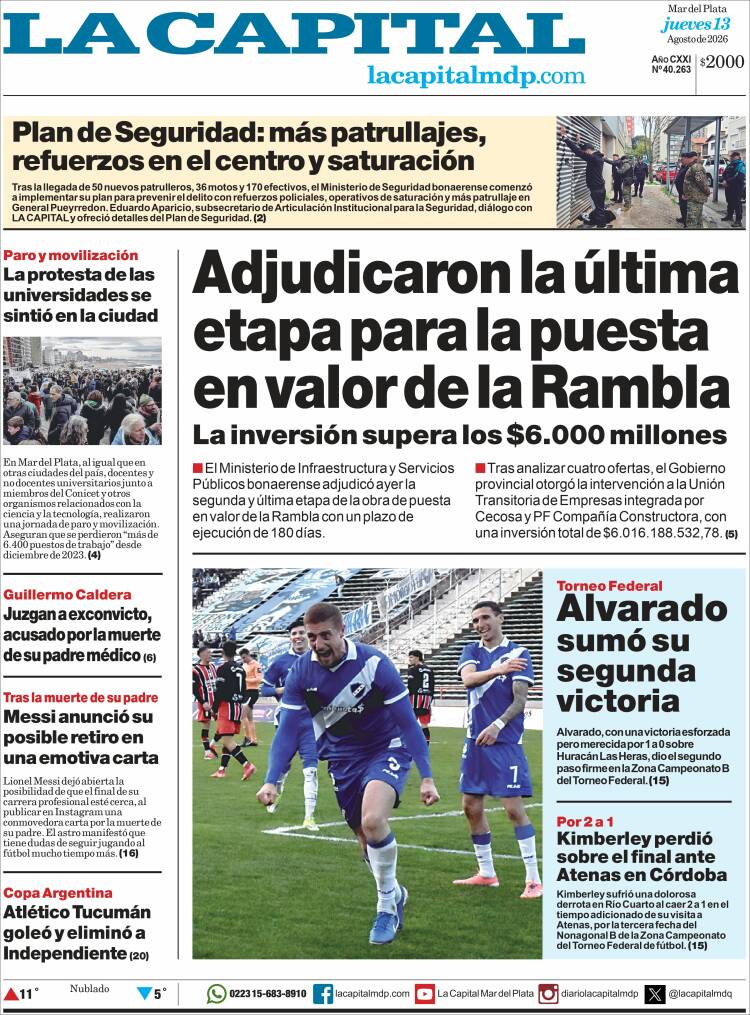 Portada de Diario La Capital - Mar del Plata (Argentina)