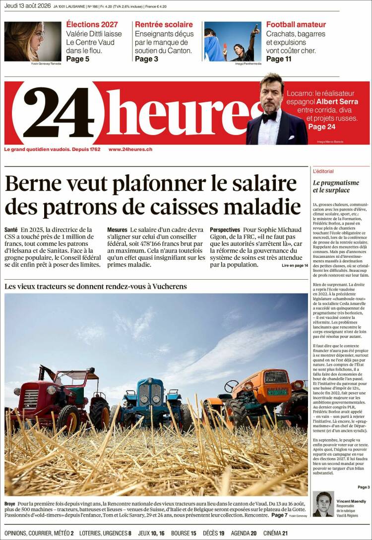 Portada de 24 Heures (Suiza)