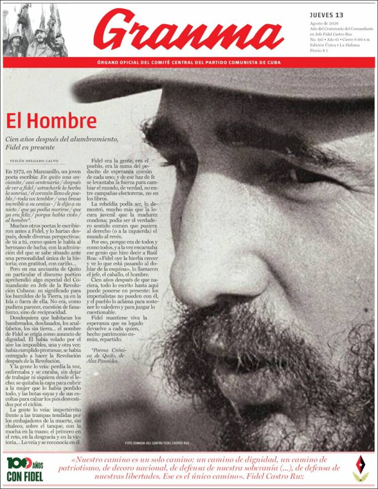 Portada de Granma (Cuba)