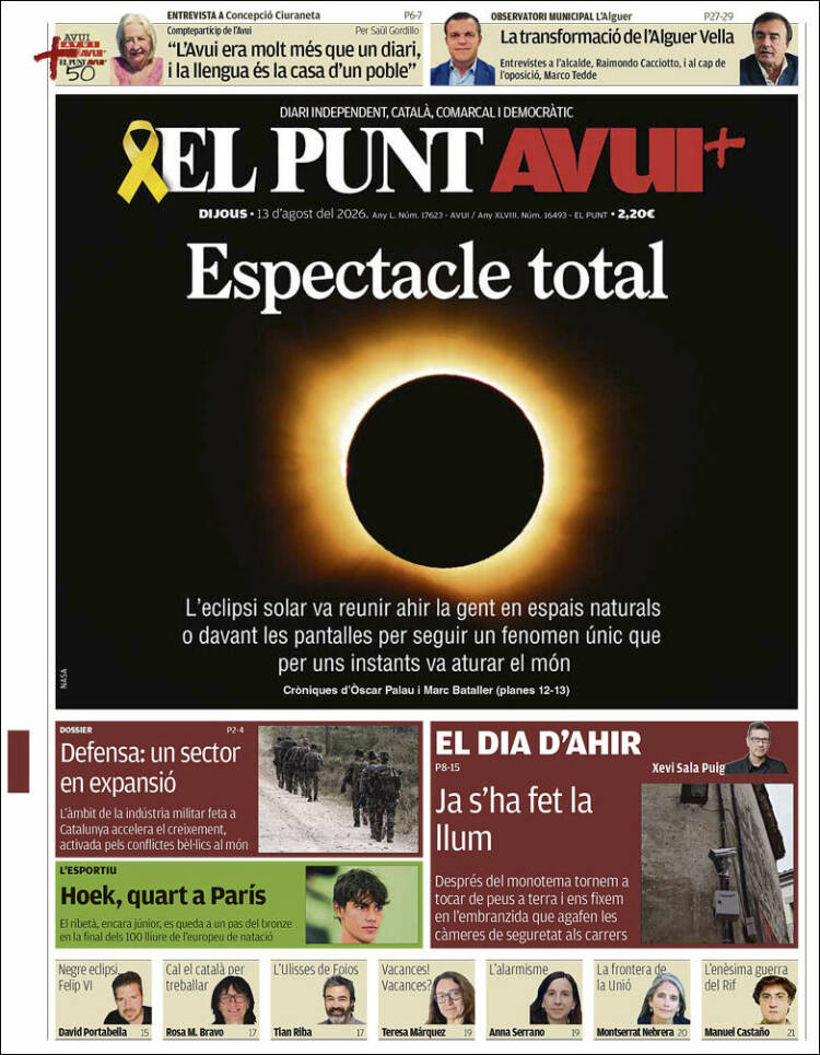 Portada de El Punt Avui (Espa&ntilde;a)