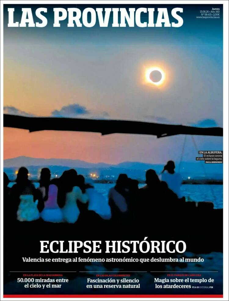 Portada de Las Provincias (Espa&ntilde;a)