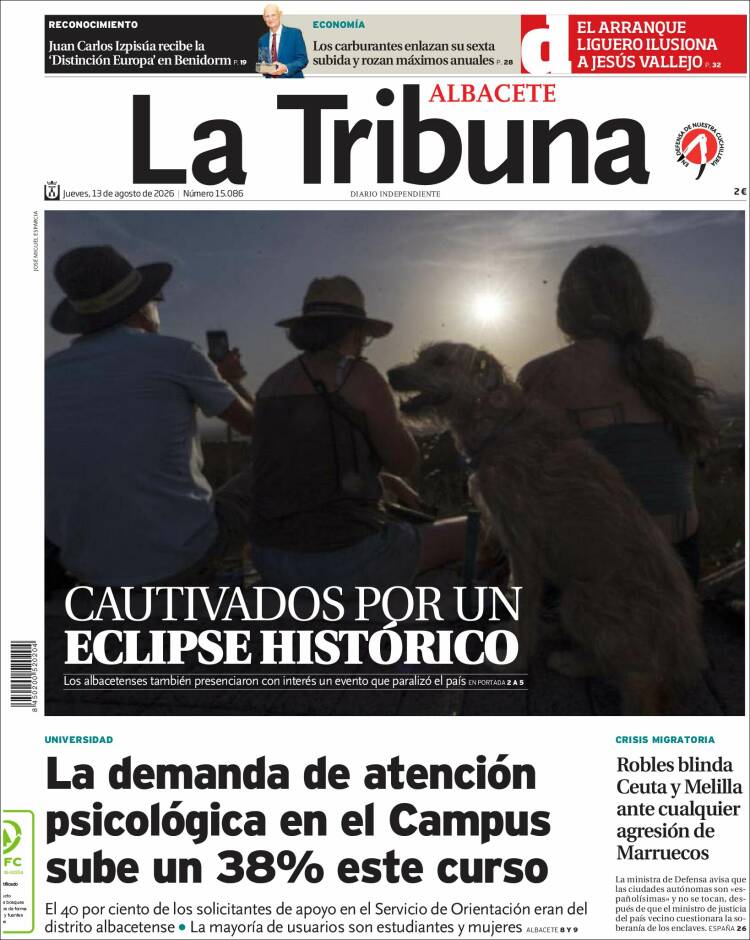 Portada de La Tribuna de Albacete (Espa&ntilde;a)