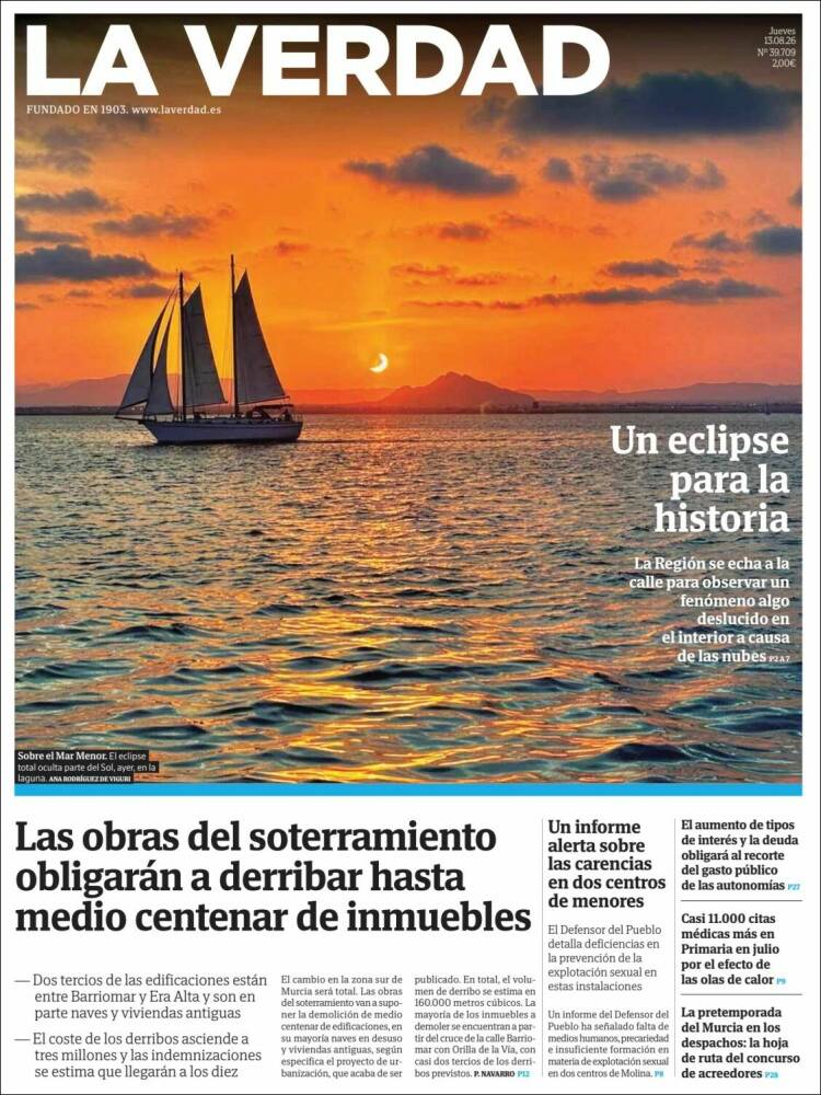 Portada de La Verdad de Murcia (Espa&ntilde;a)