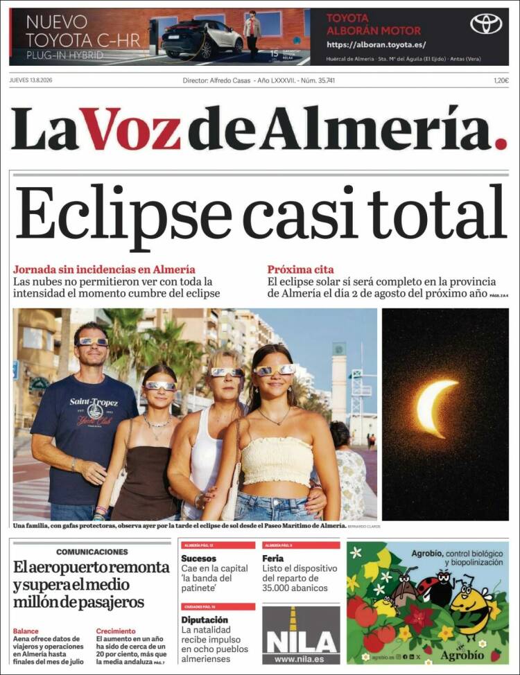 Portada de La Voz de Almería (Espa&ntilde;a)