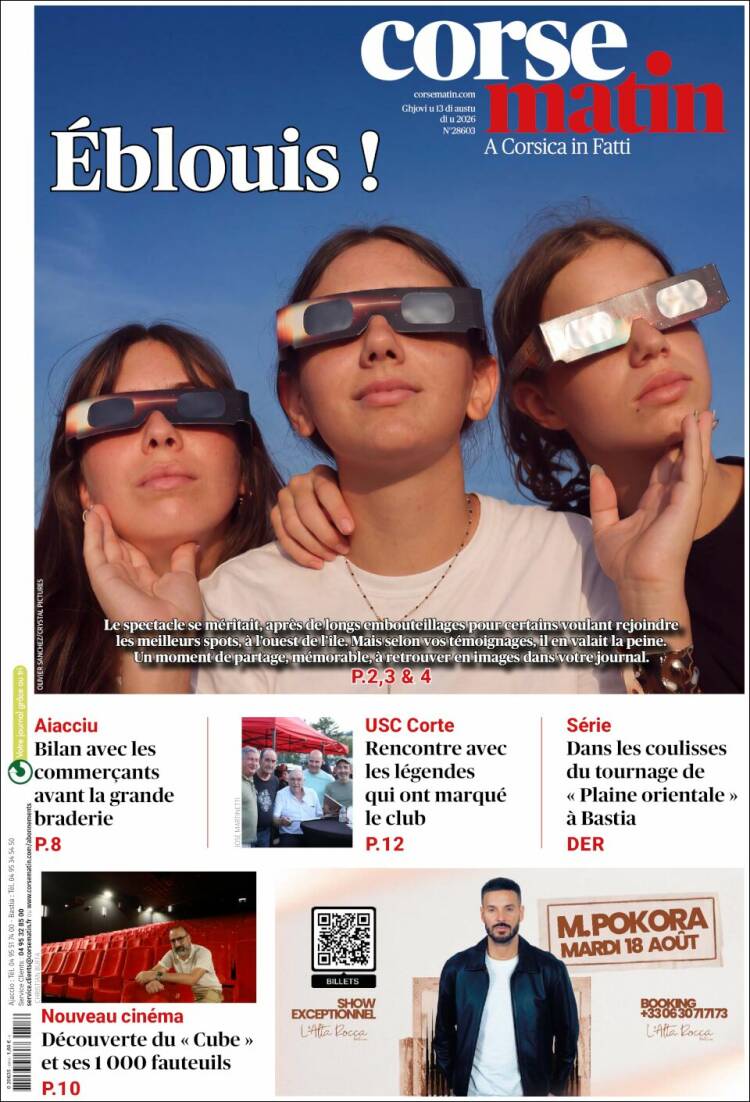 Portada de Corse-Matin (Francia)