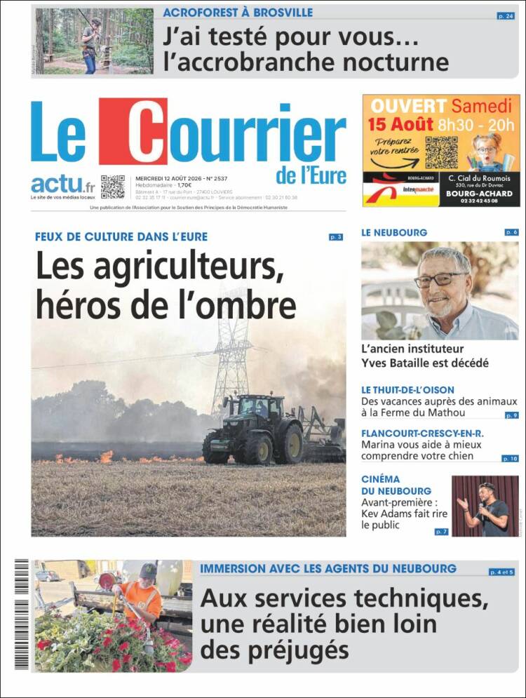 Portada de Le Courrier de l'Ouest (Francia)