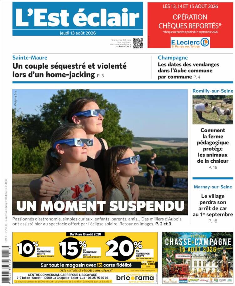 Portada de L'Est Eclair (Francia)