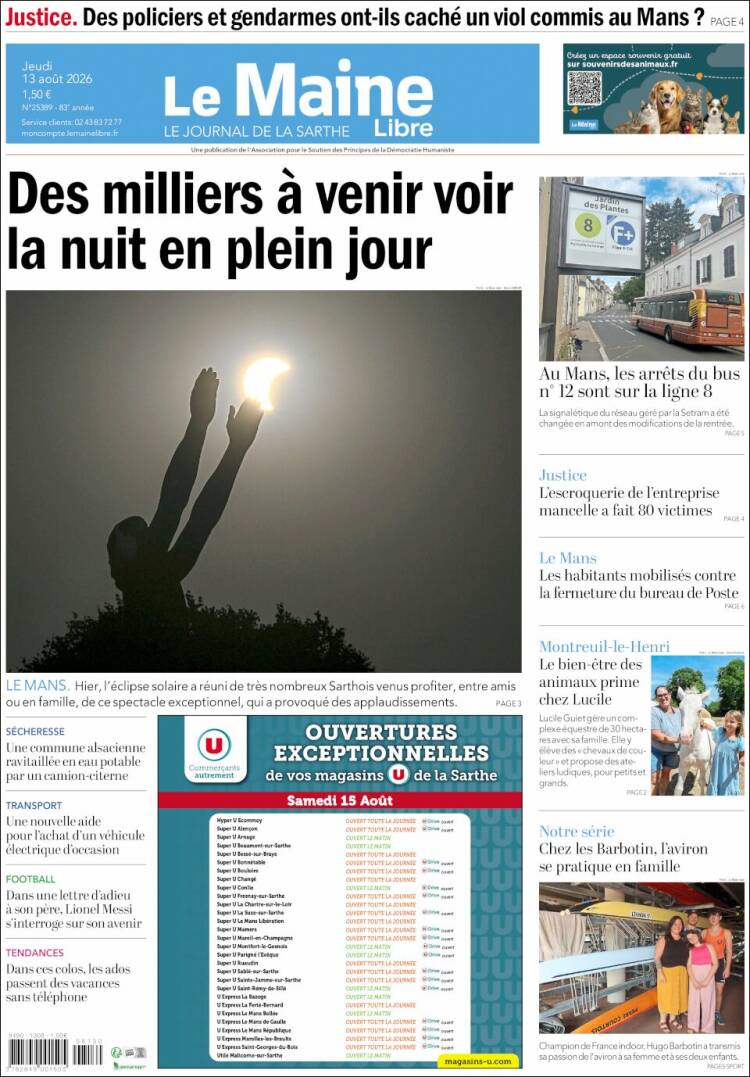 Portada de Le Maine Libre (Francia)