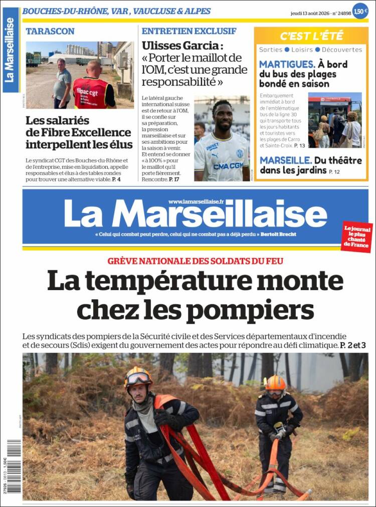 Portada de La Marseillaise (Francia)