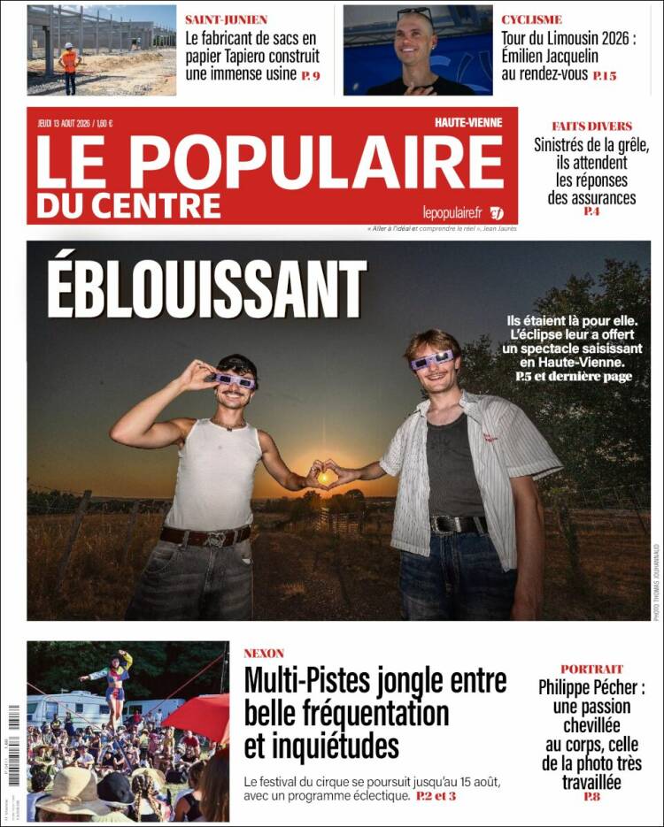 Portada de Le Populaire du Centre (Francia)