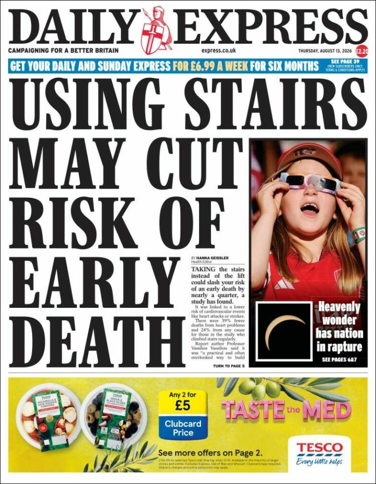 Portada de Daily Express (Reino Unido)