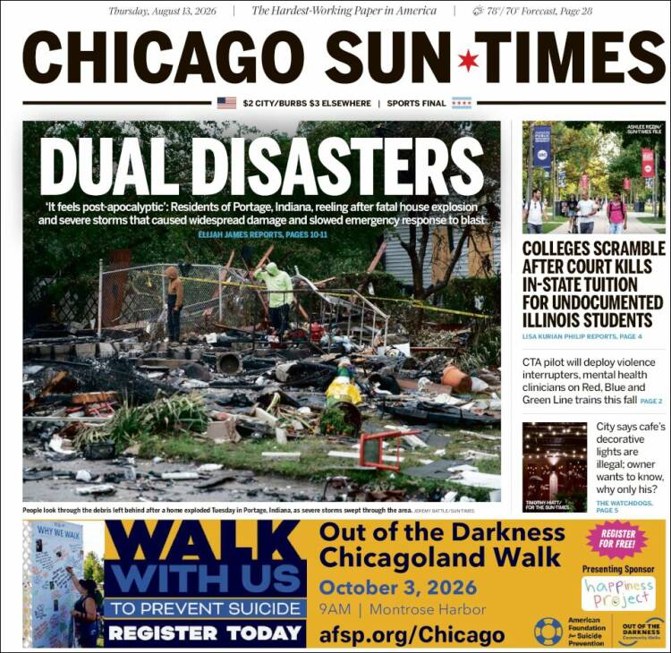 Portada de Chicago Sun-Times (USA)