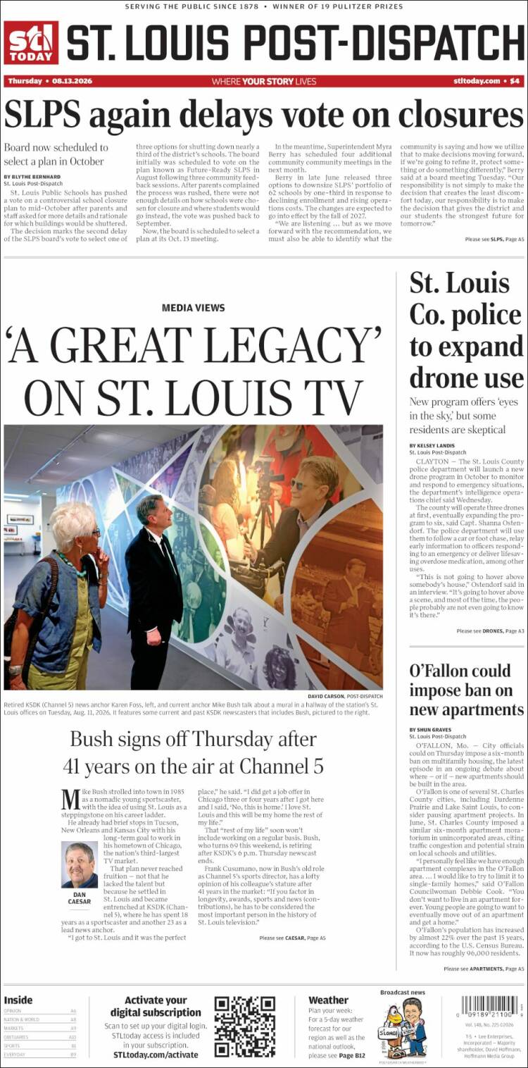Portada de St. Louis Post-Dispatch (USA)